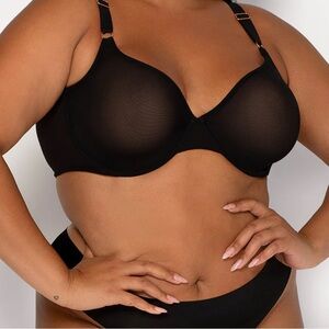 Smart&Sexy Sheer Mesh Demi Underwire Bra – Size 42DD (Black) SA1388PK